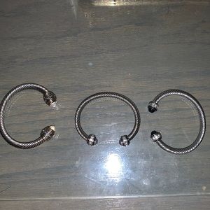 Bracelet trio set in Silver Thick Bangle